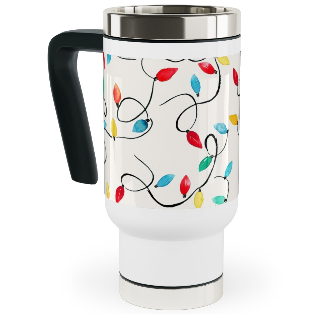 Christmas Lights Decoration - Multi Travel Mug with Handle, 17oz, Multicolor