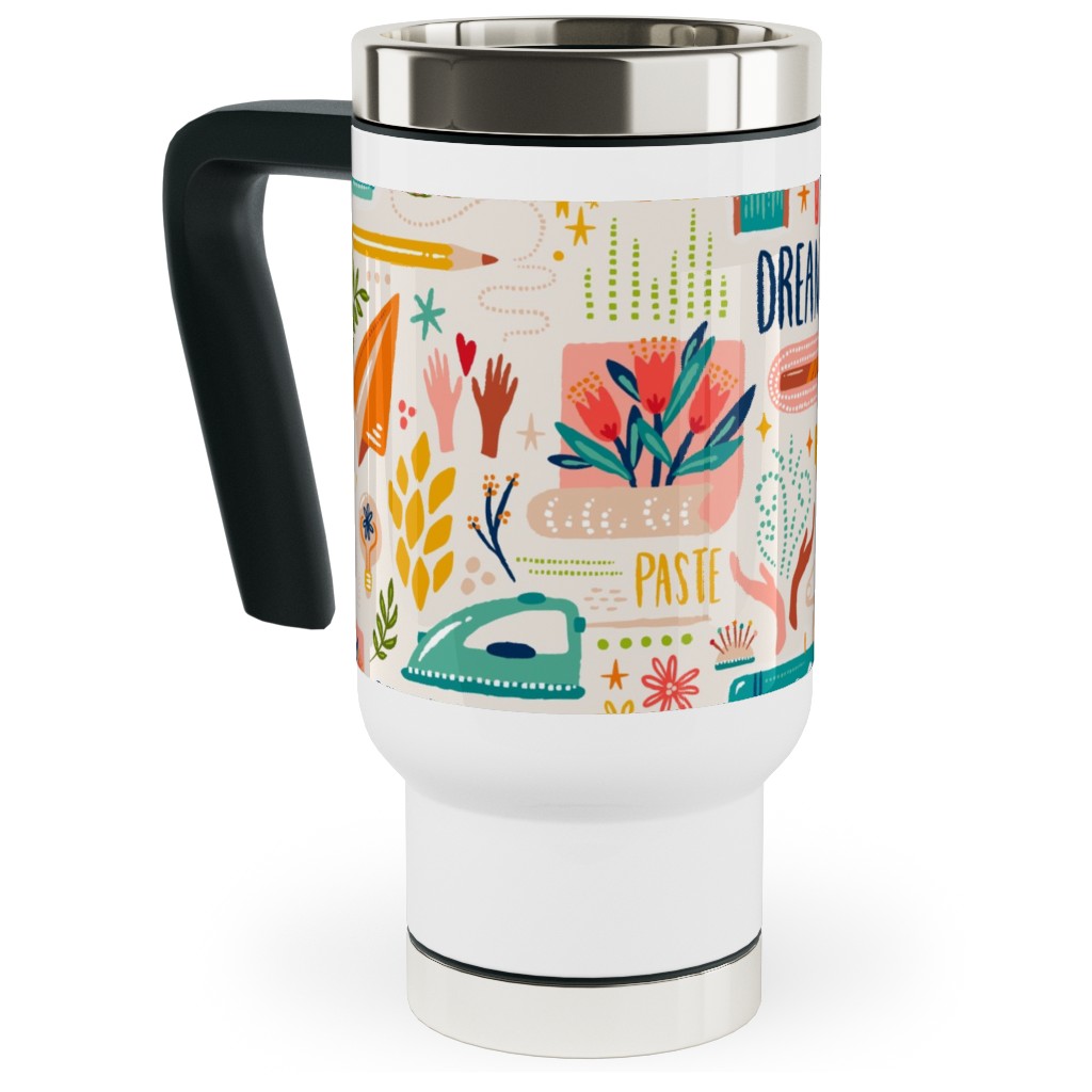 Send Joy - Multi Travel Mug with Handle, 17oz, Multicolor