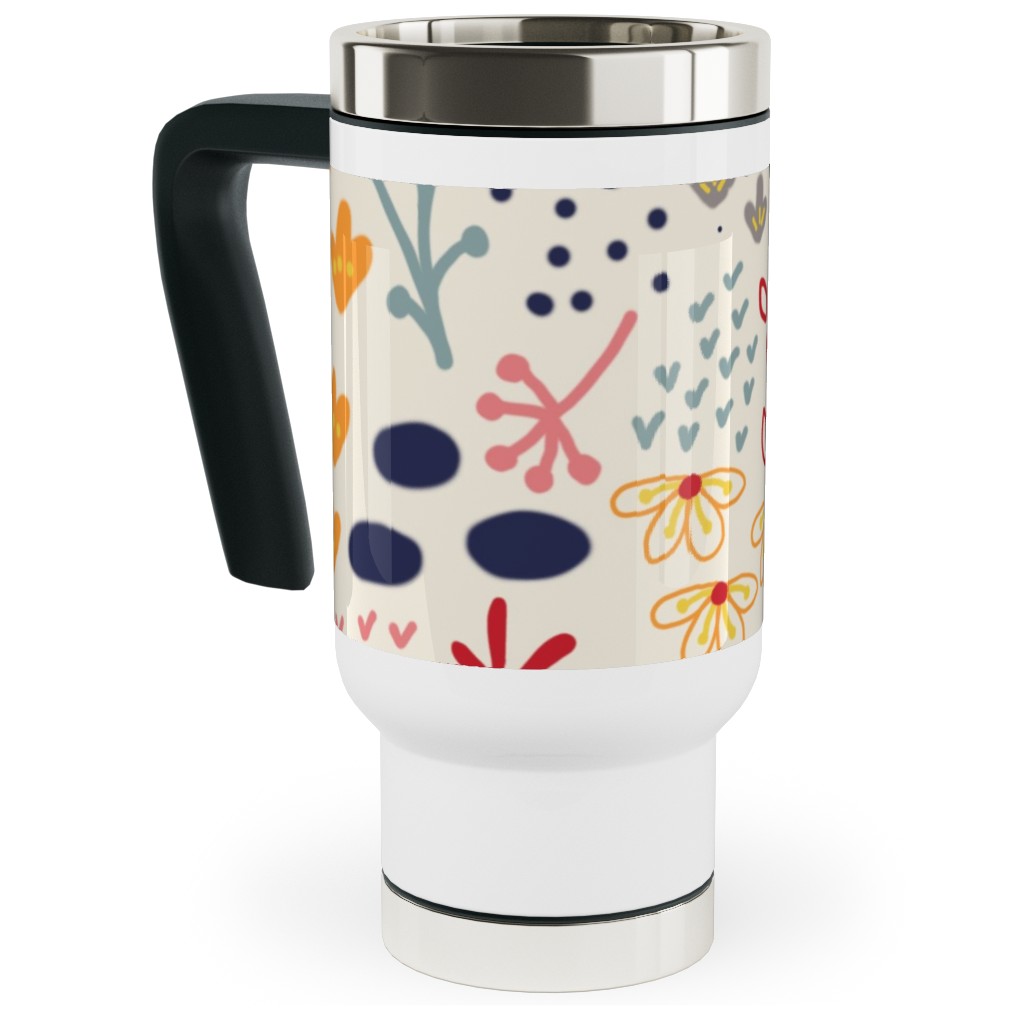 Summer Floral - Light Travel Mug with Handle, 17oz, Multicolor