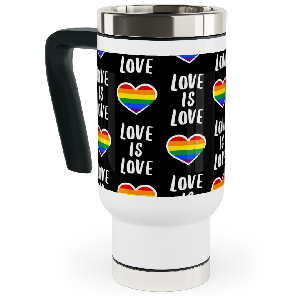 Love Is Love - Black Travel Mug with Handle, 17oz, Multicolor