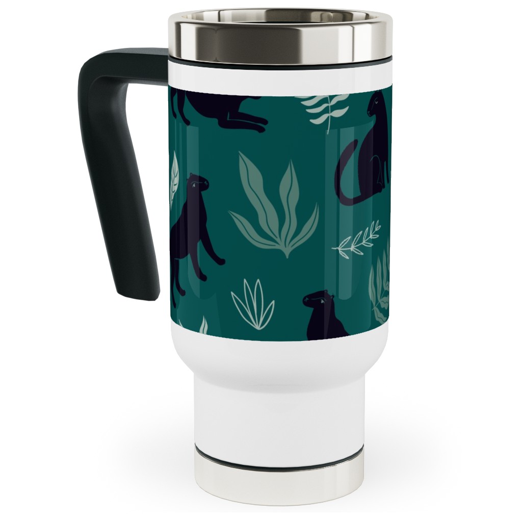 Black Panthers - Emerald Travel Mug with Handle, 17oz, Green, Classic Green