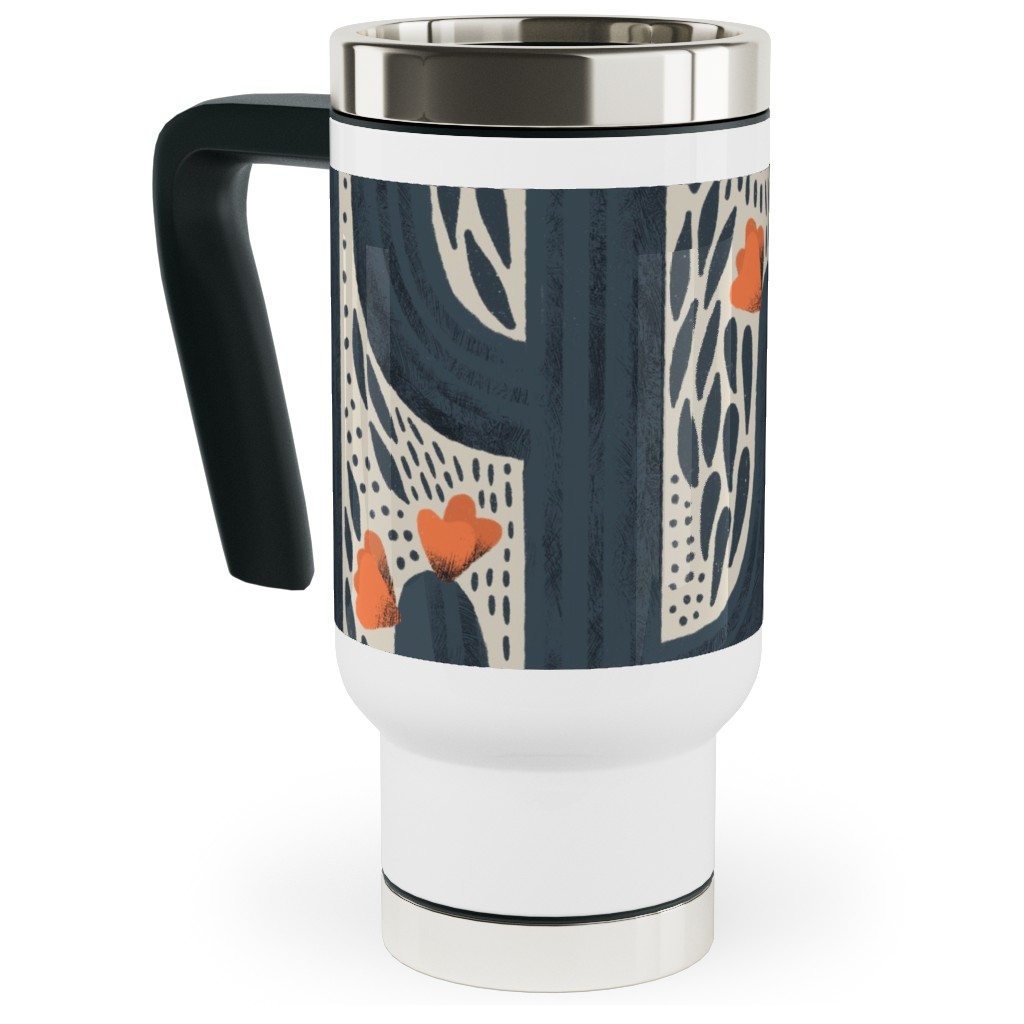 Wyatt - Cactus - Navy Travel Mug with Handle, 17oz, Blue, True Blue