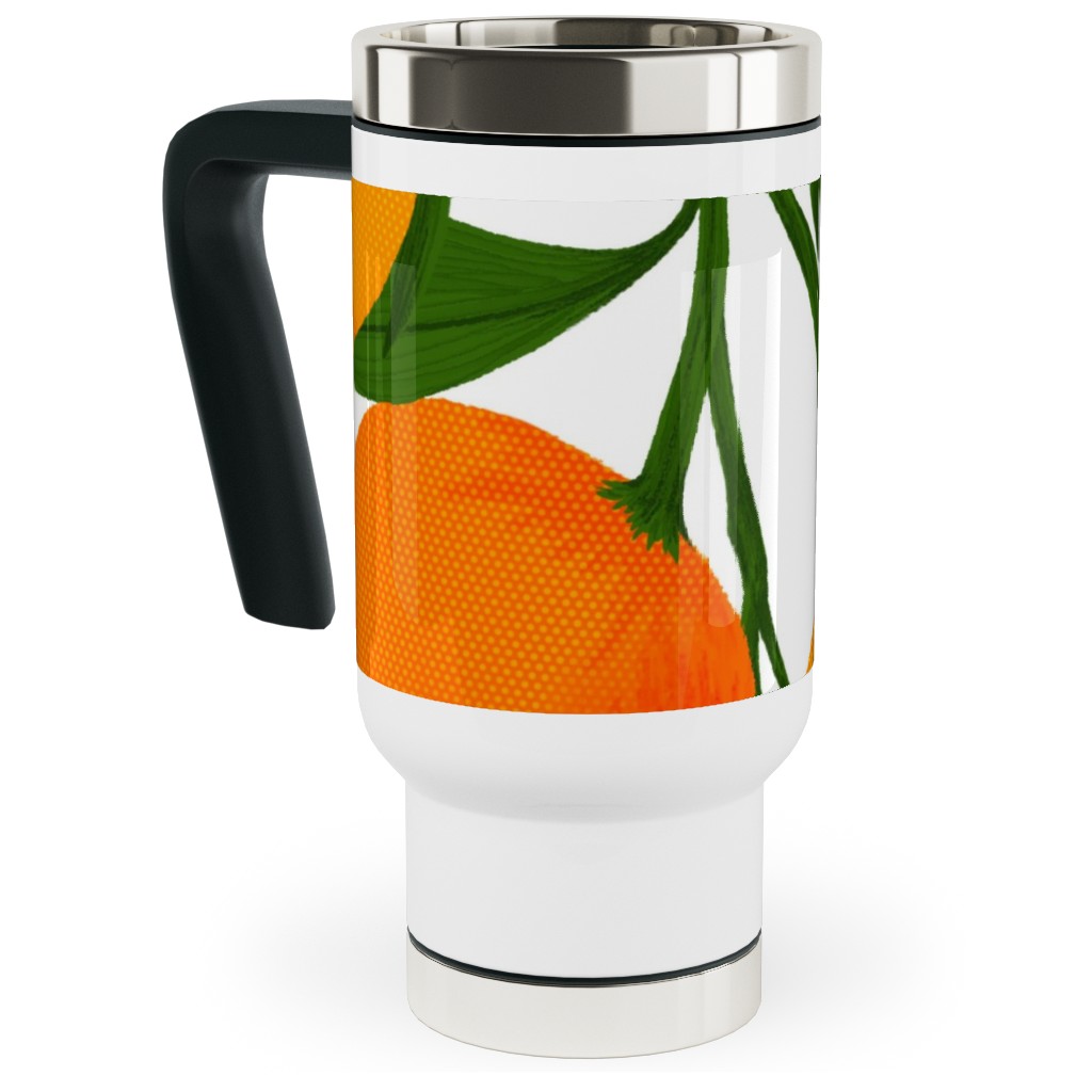 Tangerine Dreams - Orange on White Travel Mug with Handle, 17oz, Orange