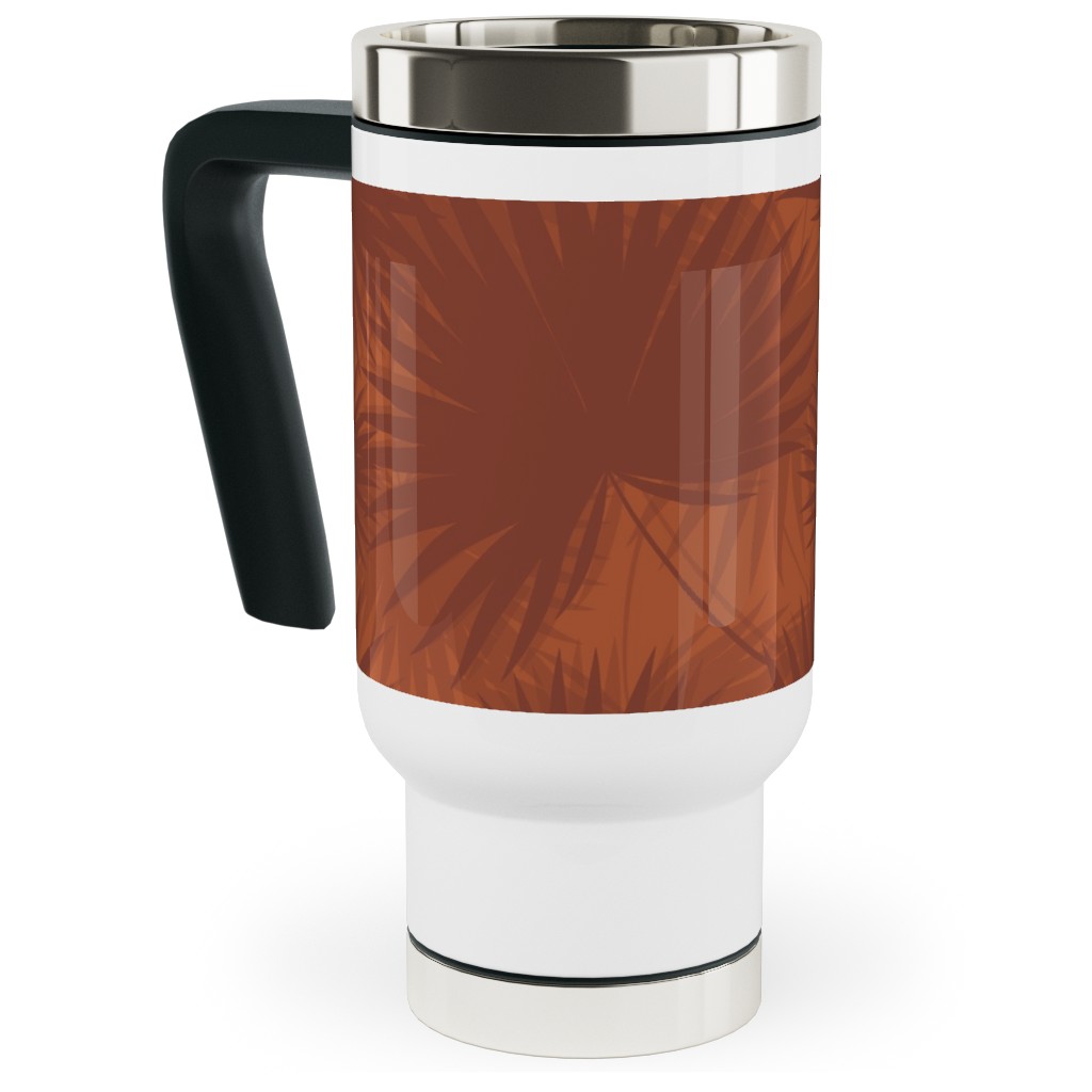 Sabal Palm Toss - Rust Travel Mug with Handle, 17oz, Orange, Orange