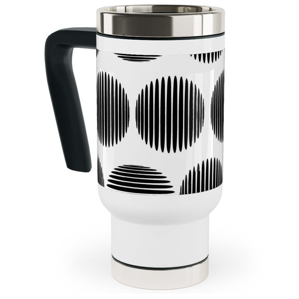 Tossed Spheres Travel Mug with Handle, 17oz, Black, Black