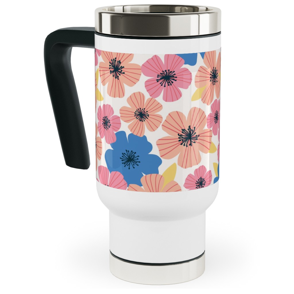 Flowerburst - Summer Mix Travel Mug with Handle, 17oz, Pink, Bright Pink