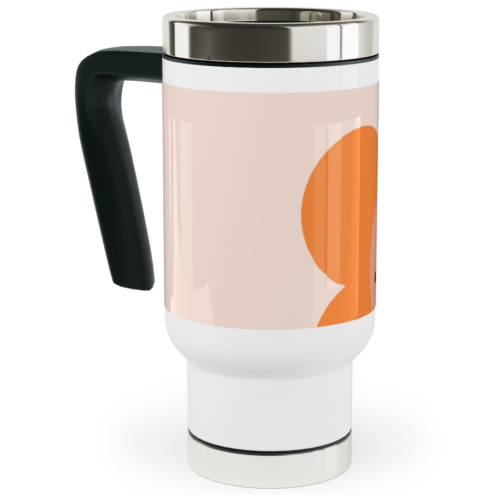 Smiley Floral - Orange Travel Mug with Handle, 17oz, Orange, Orange