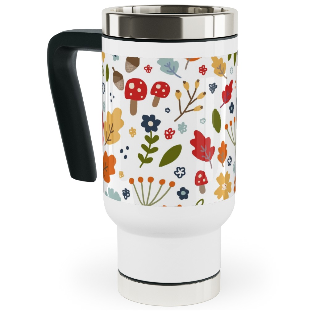 Woodland Floral - Multi Travel Mug with Handle, 17oz, Multicolor