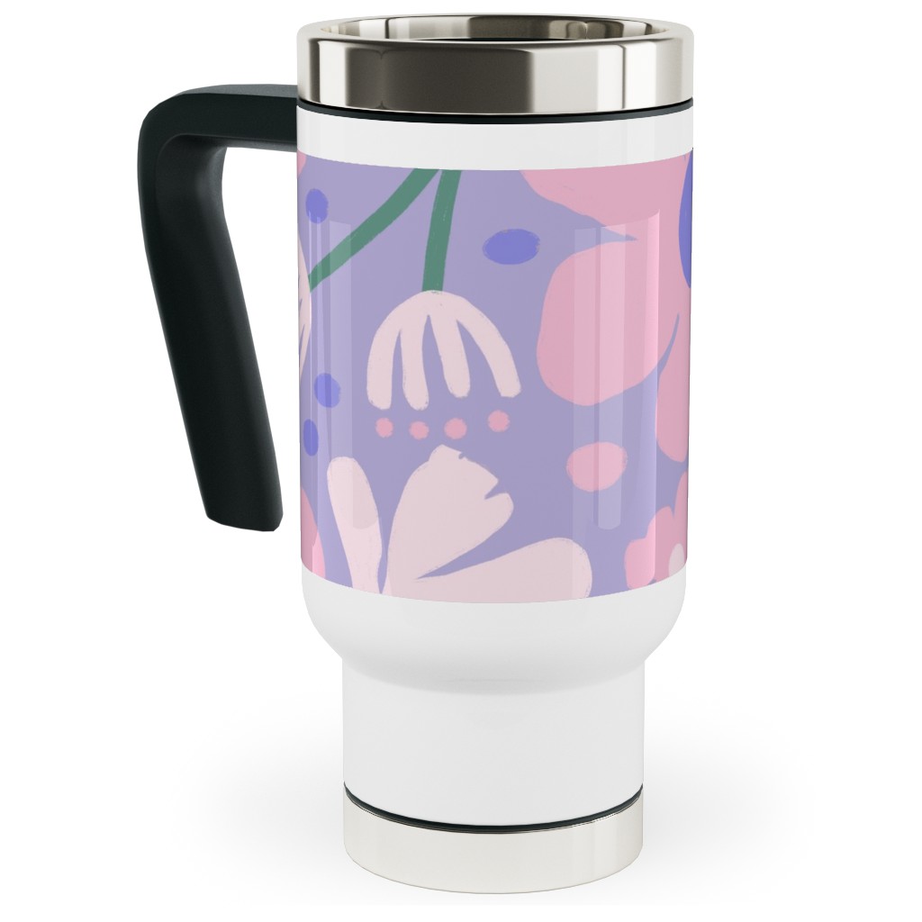 Blooming Garden on Lilac Travel Mug with Handle, 17oz, Purple, Purple