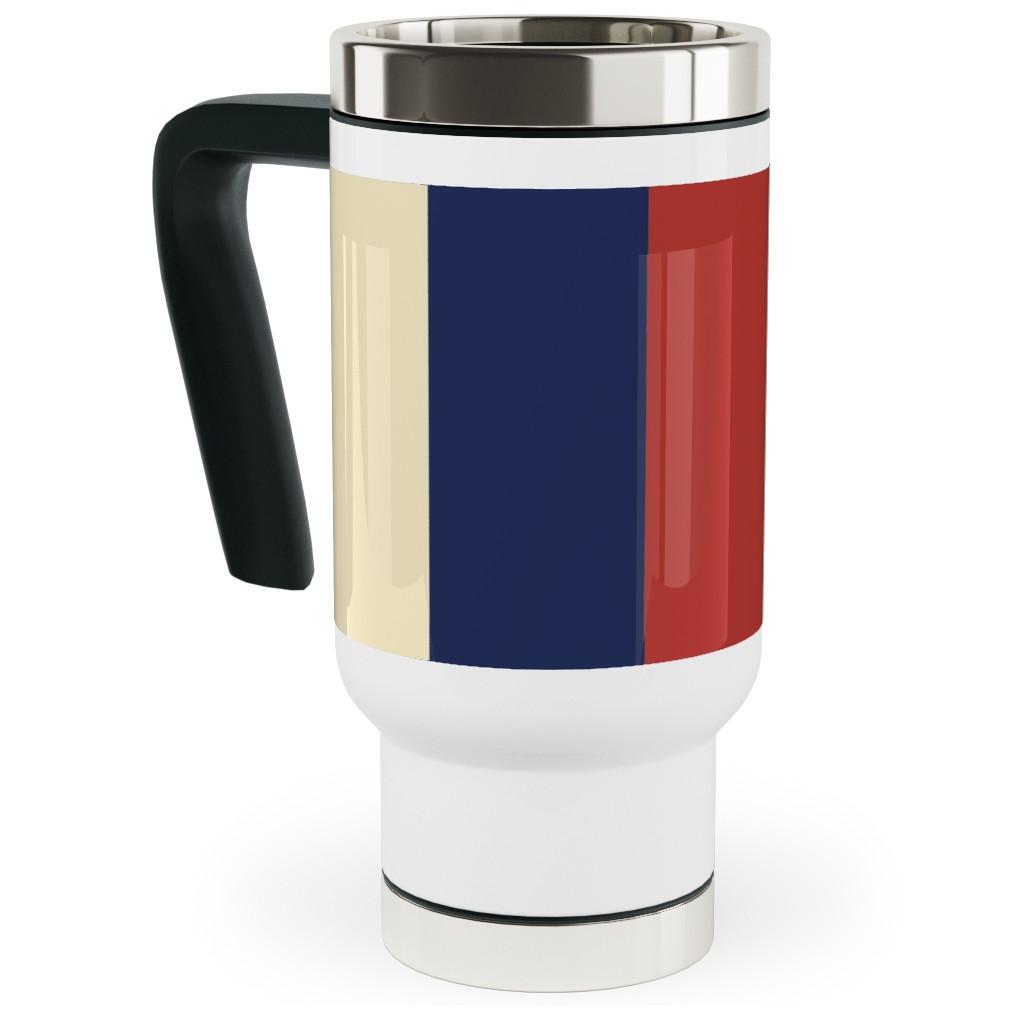 Camping Stripe Vertical - Multi Travel Mug with Handle, 17oz, Multicolor