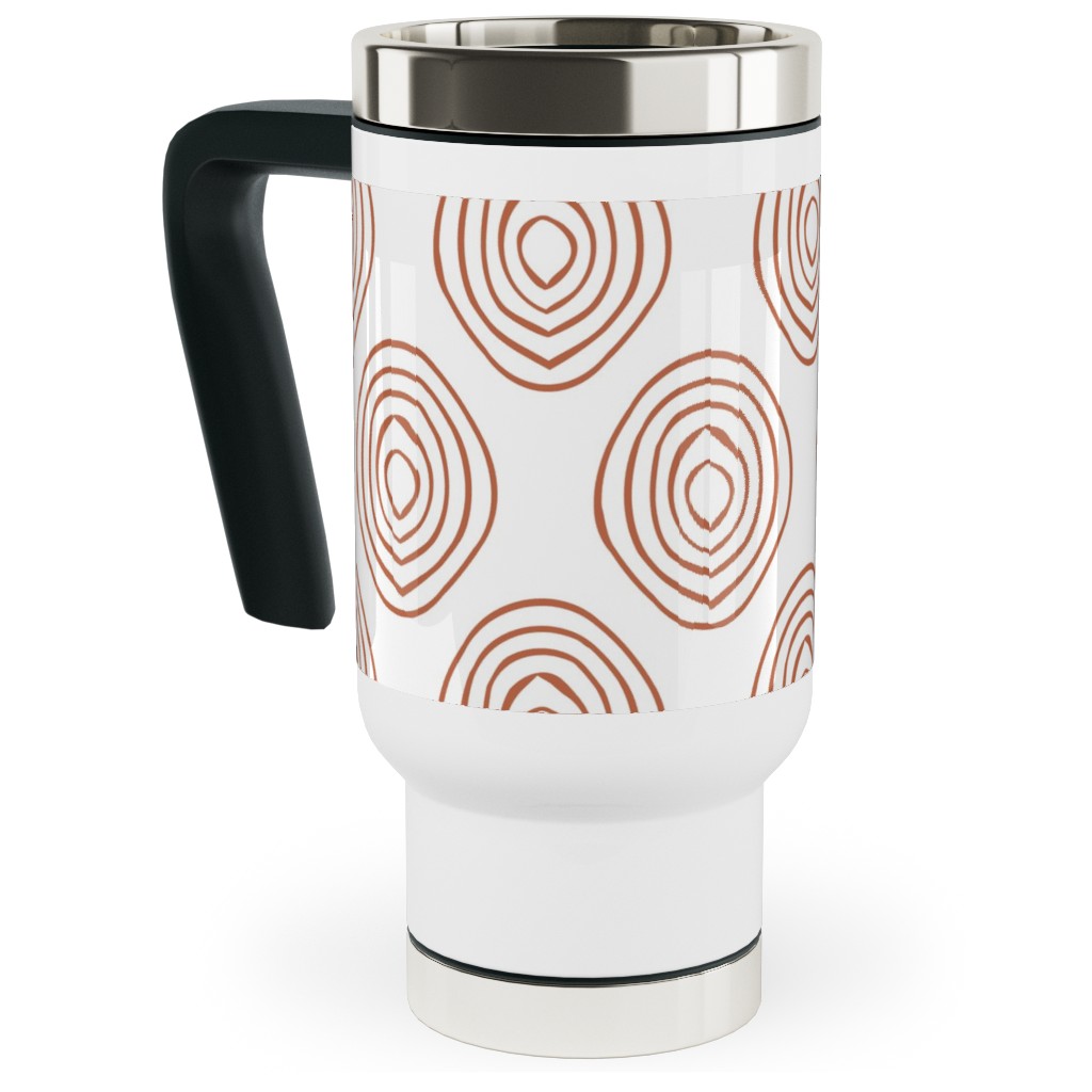 Abstract Circle - Terracotta Travel Mug with Handle, 17oz, Brown, Brown