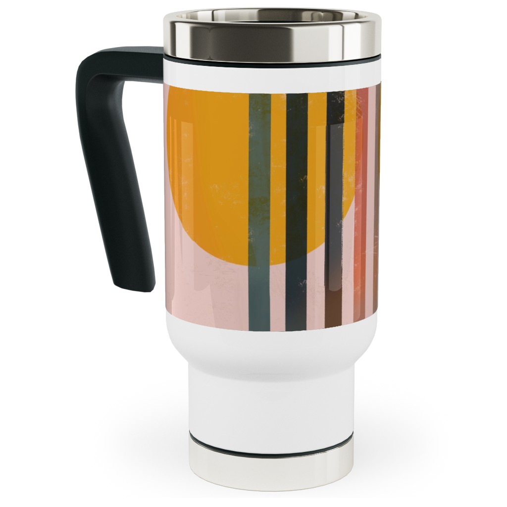 Abstract Cali Sunset - Multi Travel Mug with Handle, 17oz, Multicolor