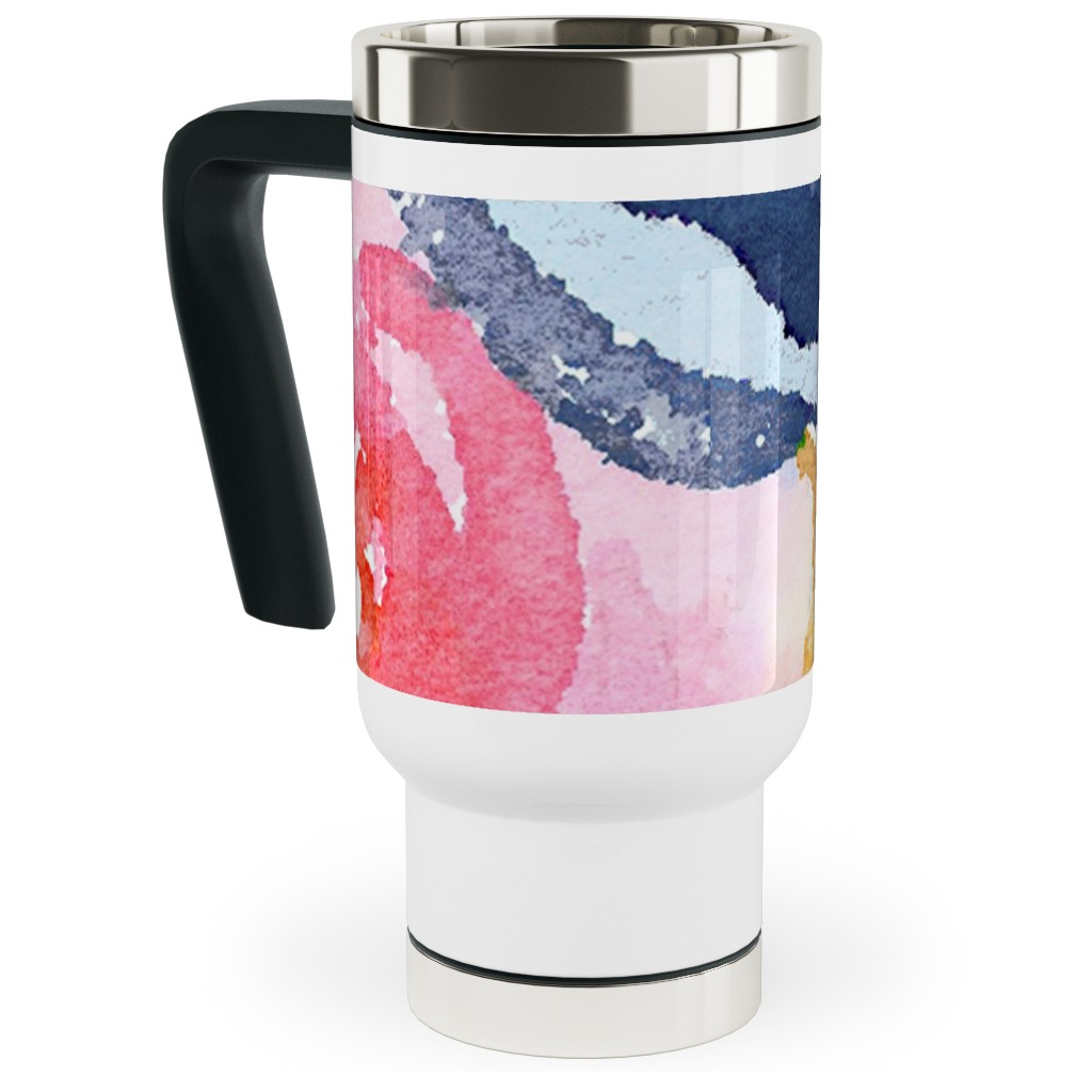 Spring Dreams - Watercolor Floral - Multi Travel Mug with Handle, 17oz, Multicolor