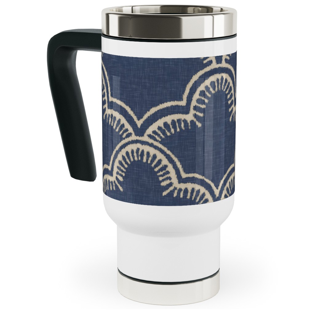 Tangier Travel Mug with Handle, 17oz, Blue, Gray