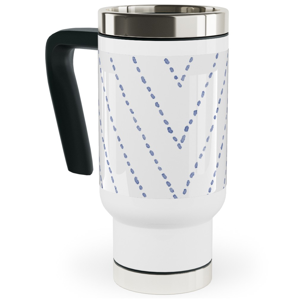 Painted Diamond Dash Travel Mug with Handle, 17oz, White, Iron