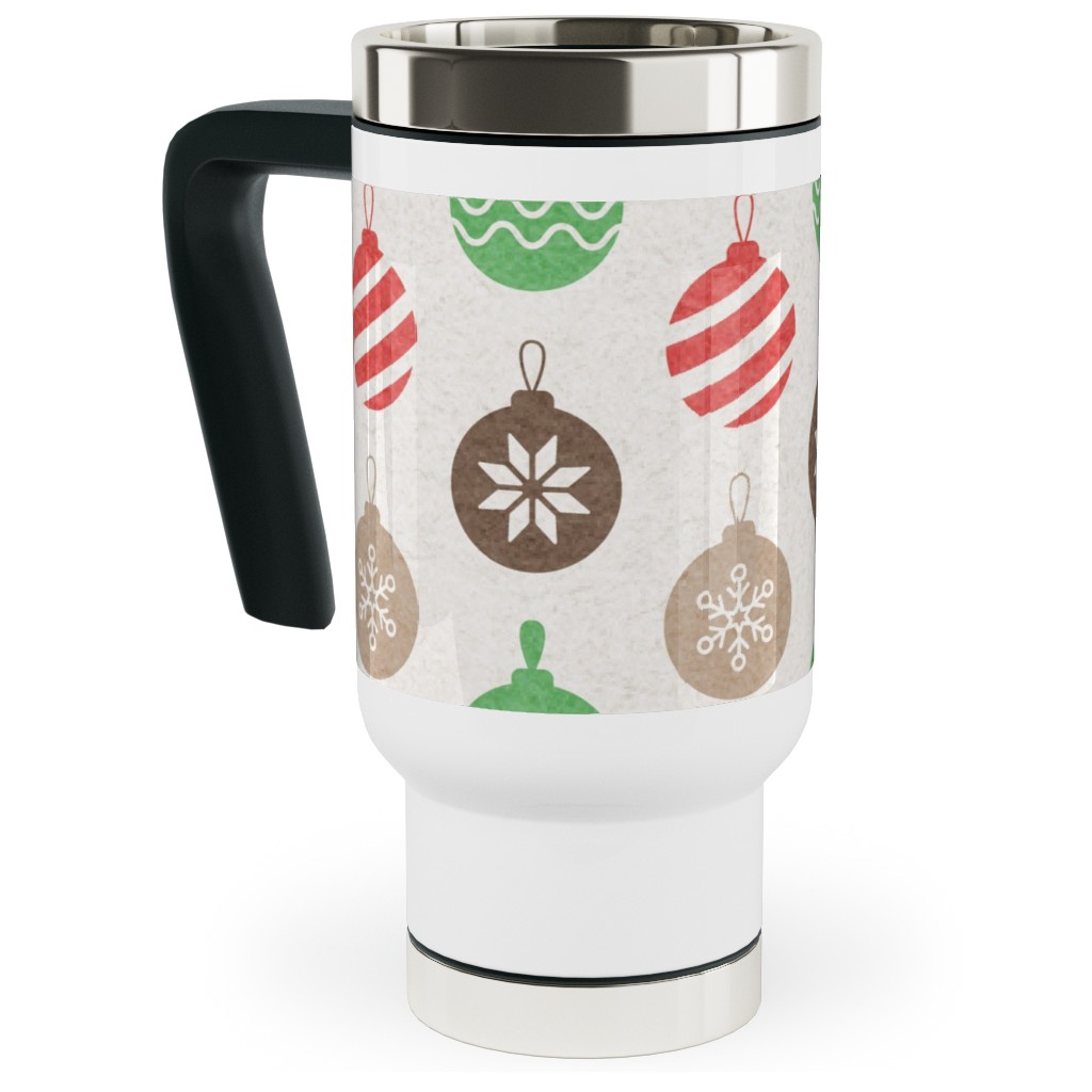 Christmas Ornaments Travel Mug with Handle, 17oz, Multicolor