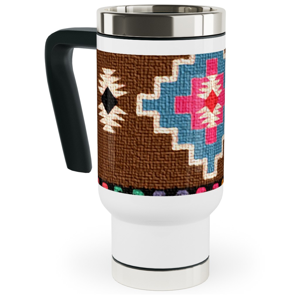 Kilim - Brown Travel Mug with Handle, 17oz, Multicolor