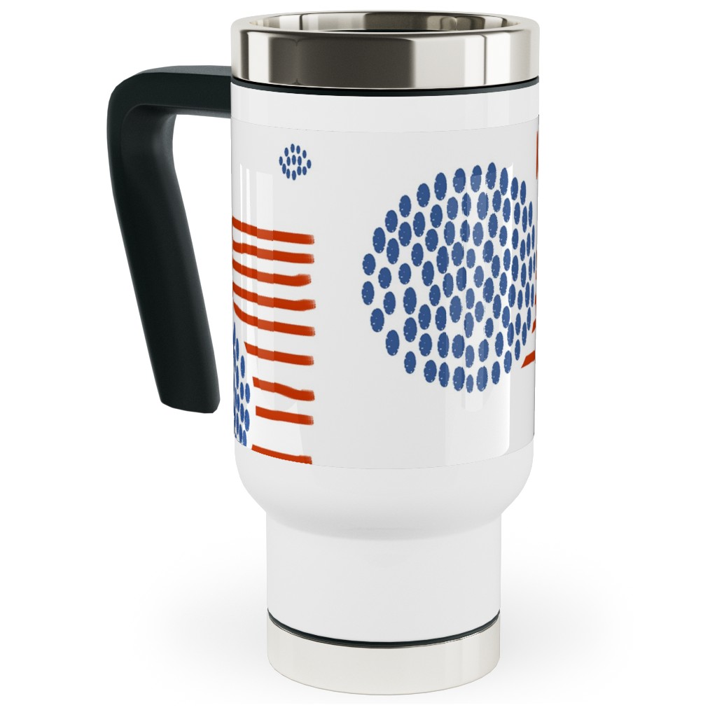 Imperfection in Red, White and Blue Travel Mug with Handle