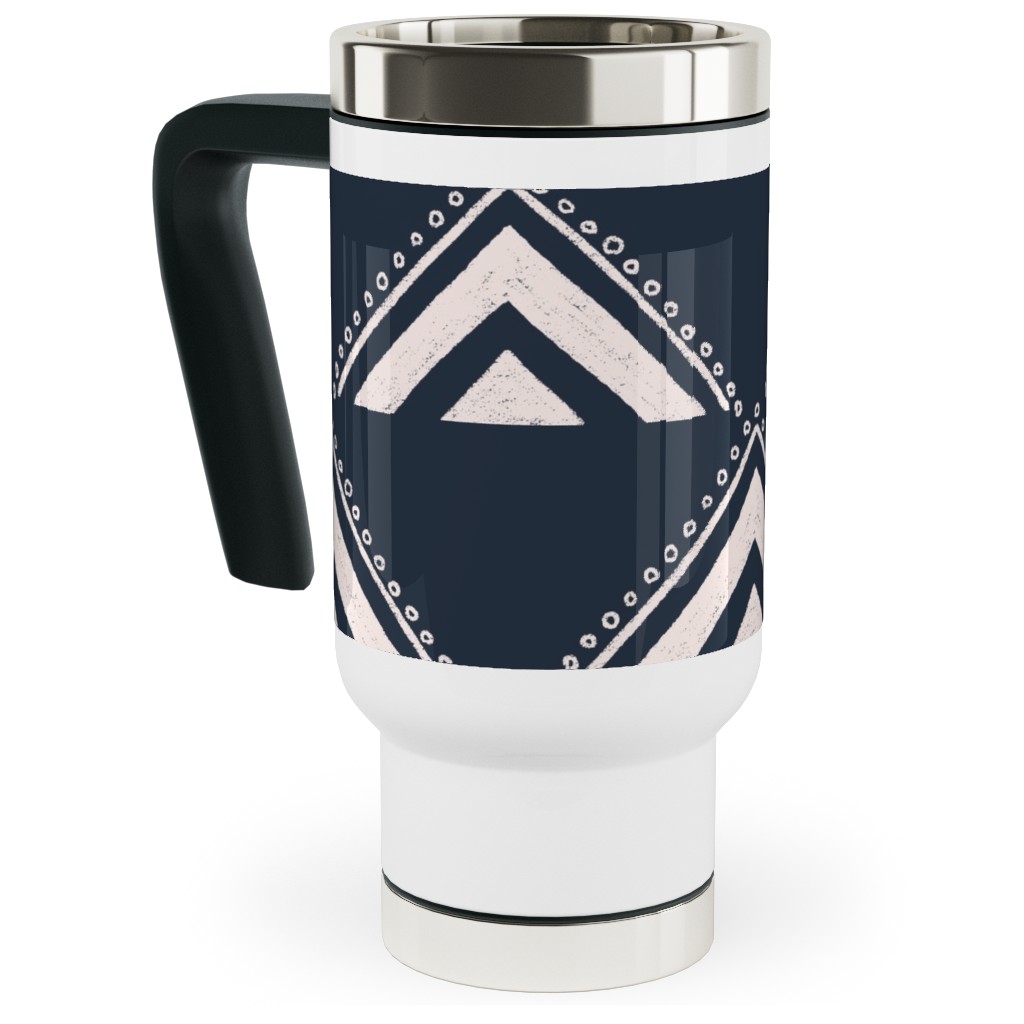 Lead the Way Triangles - Blue Travel Mug with Handle, 17oz, Blue, True Blue