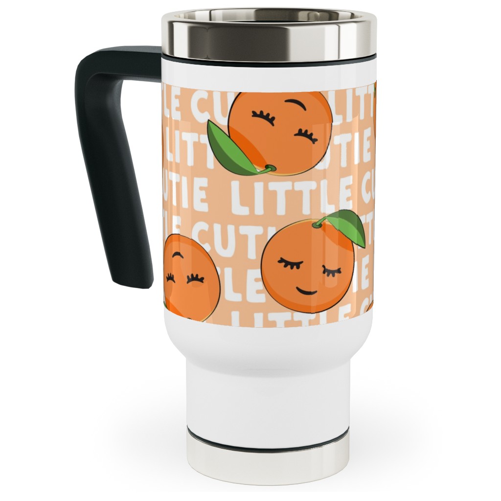 Little Cutie - Happy Oranges - Orange Travel Mug with Handle, 17oz, Orange