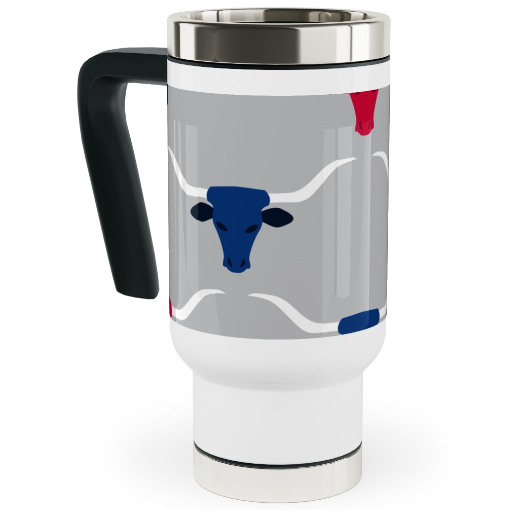 Longhorns - Silver Travel Mug with Handle, 17oz, Multicolor