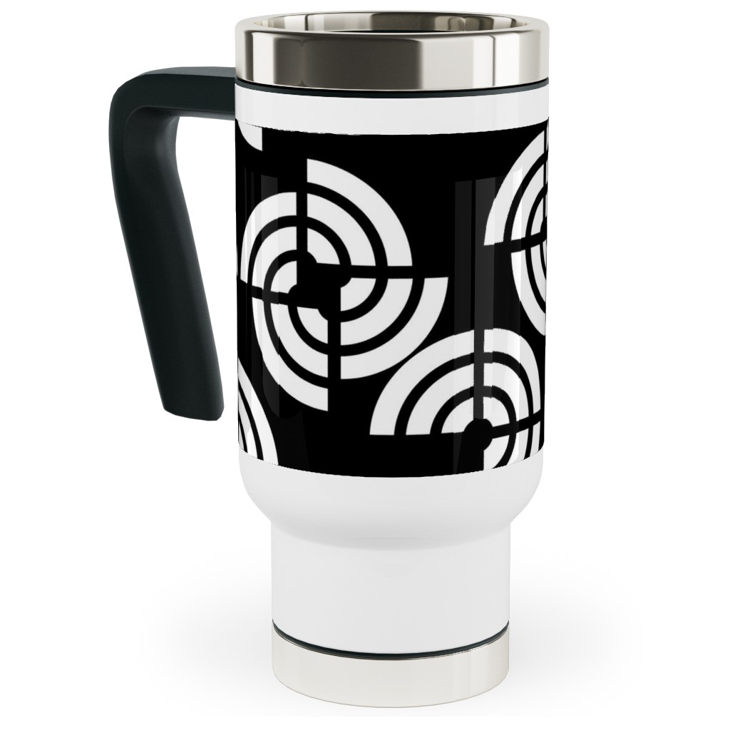 Beethoven - Black and White Travel Mug with Handle, 17oz, Black