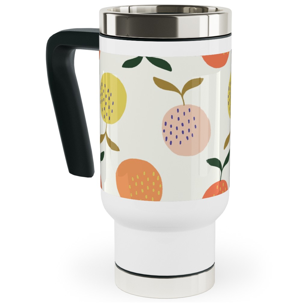 Little Oranges - Multi Travel Mug with Handle, 17oz, Orange