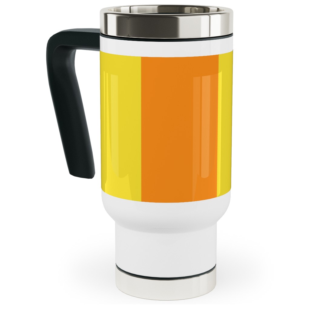 Vertical Stripes Travel Mug with Handle, 17oz, Orange