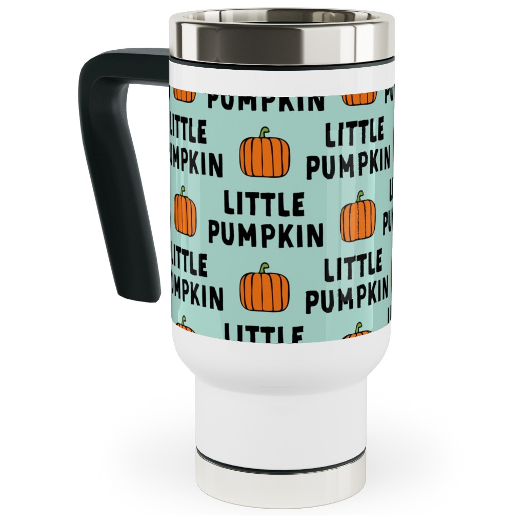 Little Pumpkin - Halloween - Aqua Travel Mug with Handle, 17oz, Green