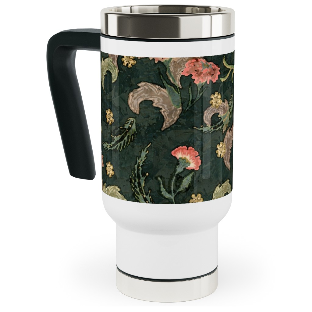 Victorian Floral - Enchanted Forest Travel Mug with Handle, 17oz, Green, Classic Green