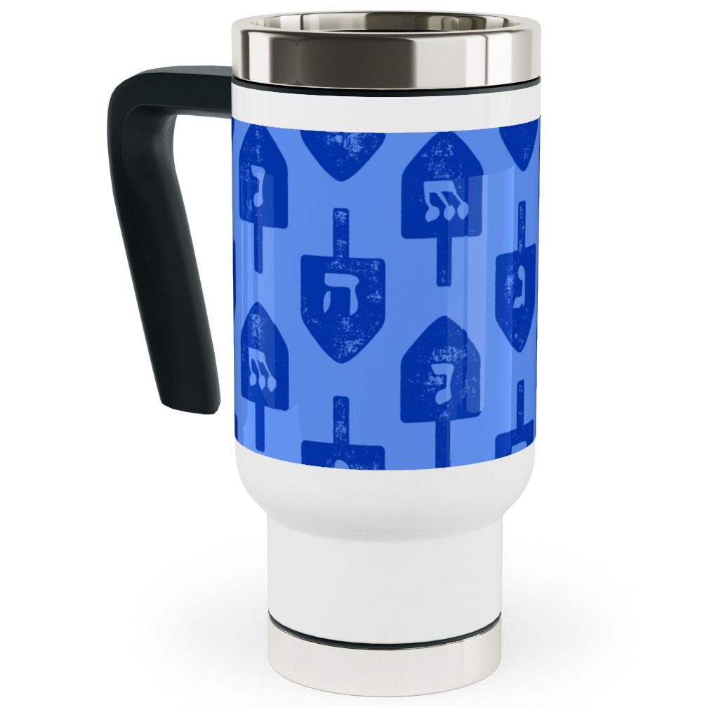 Dreidel - Blue Travel Mug with Handle, 17oz, Blue, True Blue