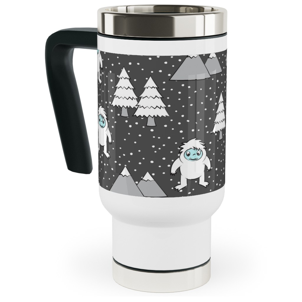 Yetti Tree Mountains - Gray Travel Mug with Handle, 17oz, Gray
