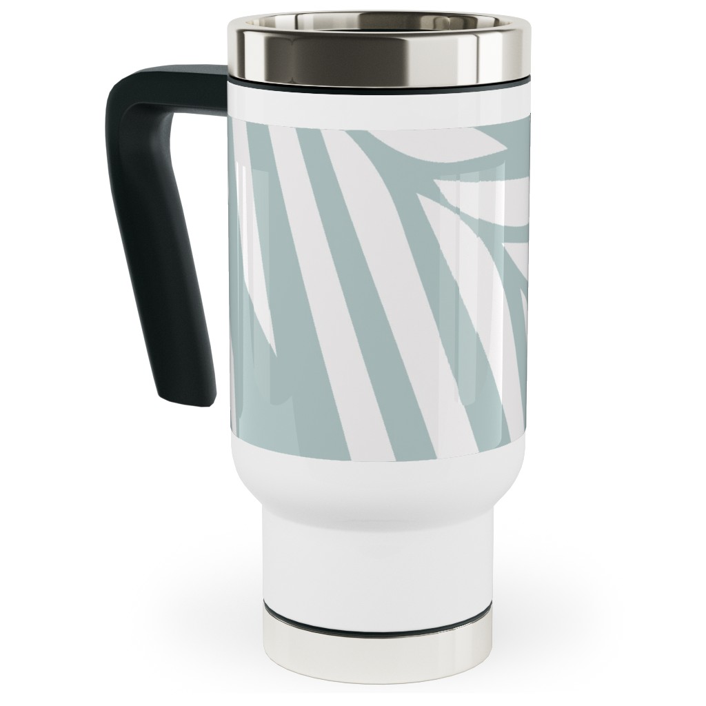 Fronds - Palladian Blue Travel Mug with Handle, 17oz, Blue, True Blue