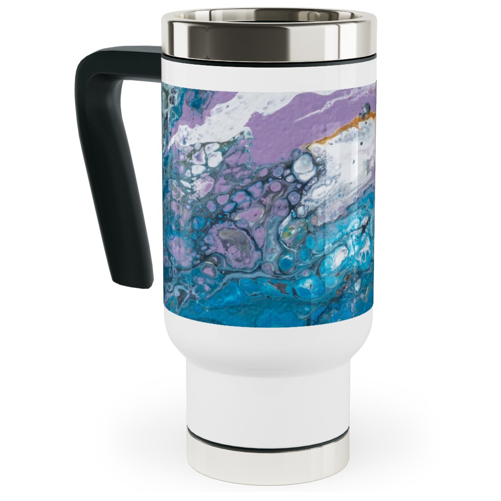 Flow Painting - Blue Travel Mug with Handle, 17oz, Blue