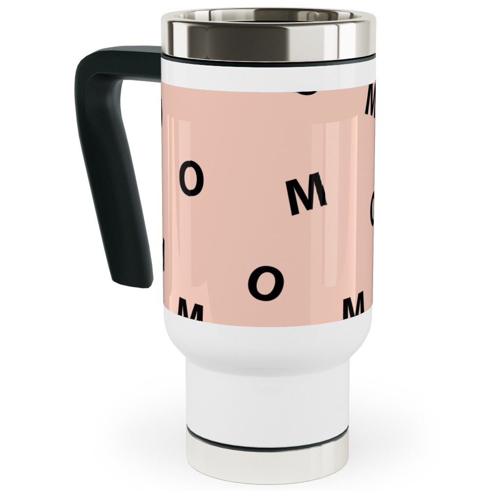 Sweet Mom Typography - Pale Nude Travel Mug with Handle, 17oz, Pink