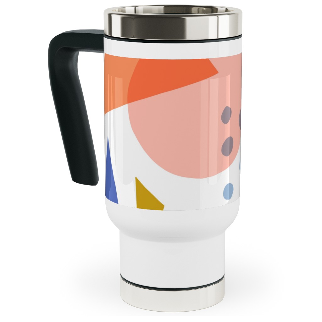 Abstract Circles and Triangles - Multi Travel Mug with Handle, 17oz, Multicolor