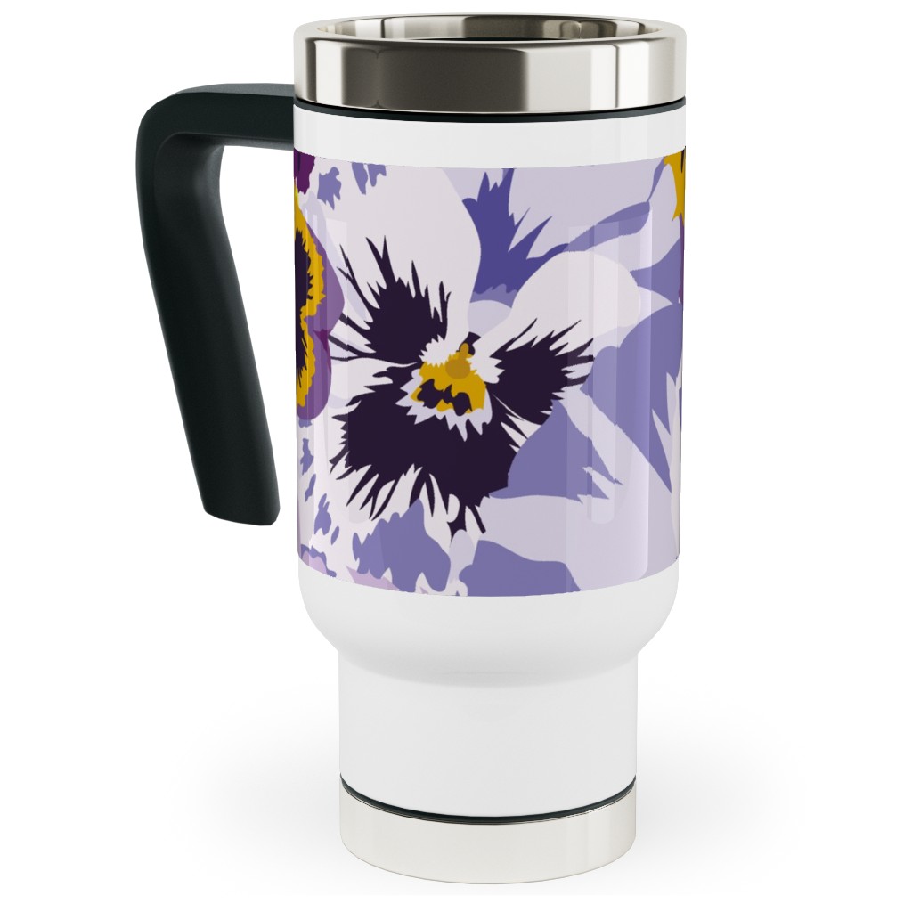 Pansy By Numbers - Purple Travel Mug with Handle, 17oz, Purple, Purple