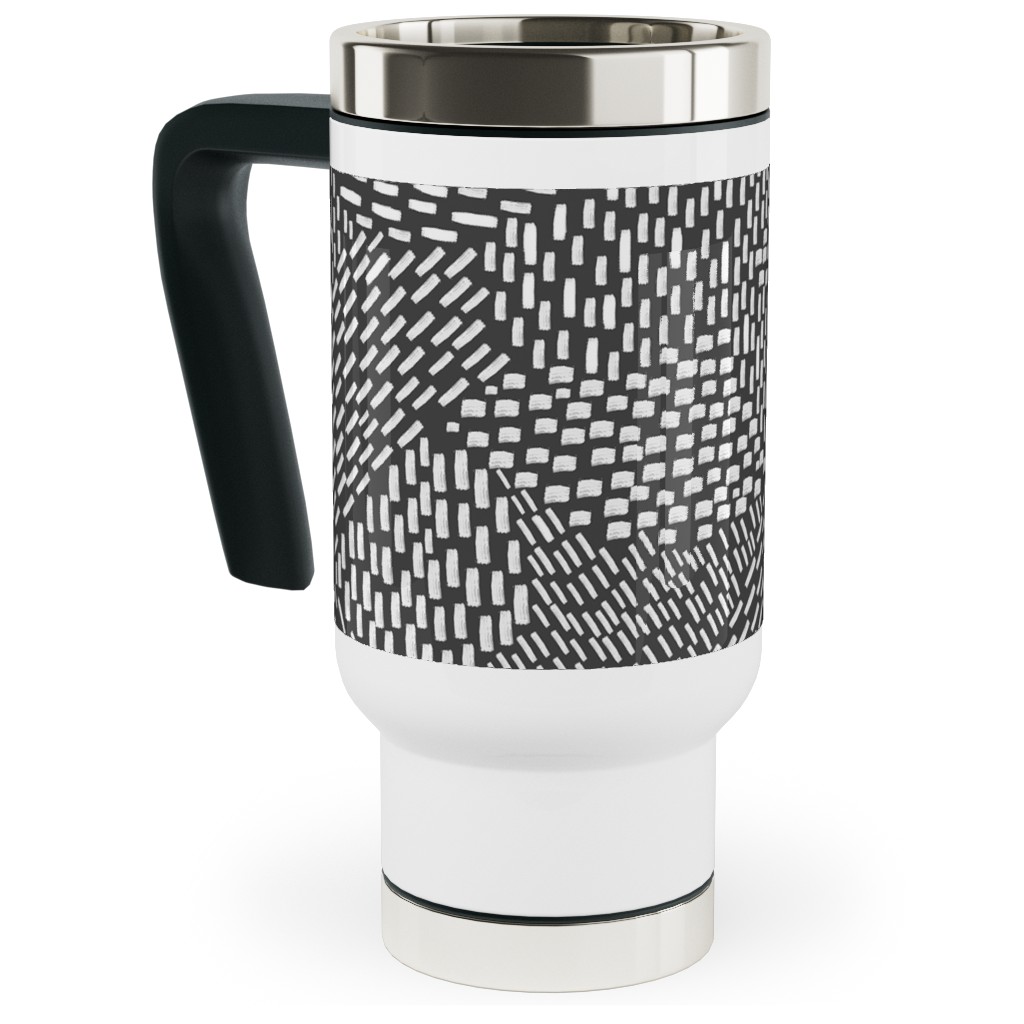 Abstract Brushstrokes Travel Mug with Handle, 17oz, Black