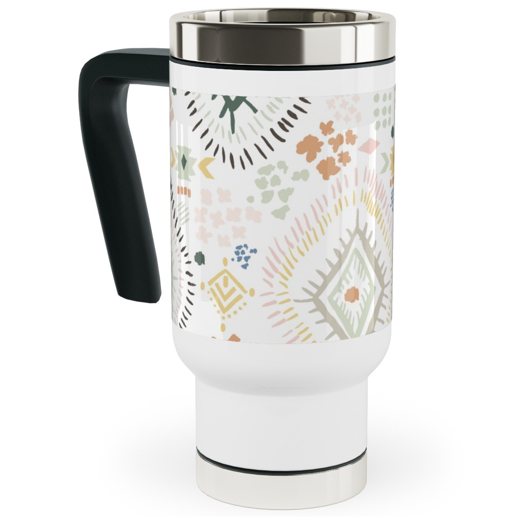 Modern Aztec - Multi Travel Mug with Handle, 17oz, Multicolor