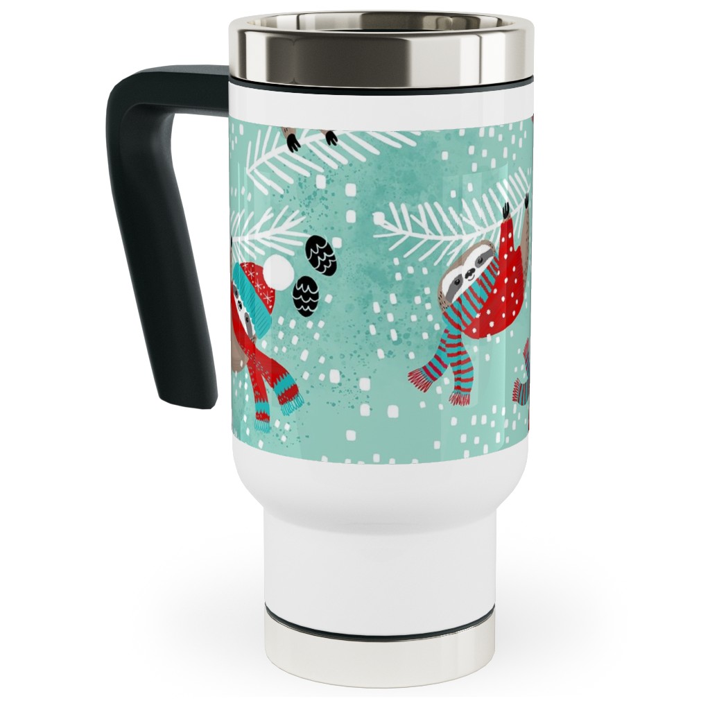 Snowy Sloths - Multi Travel Mug with Handle, 17oz, Multicolor