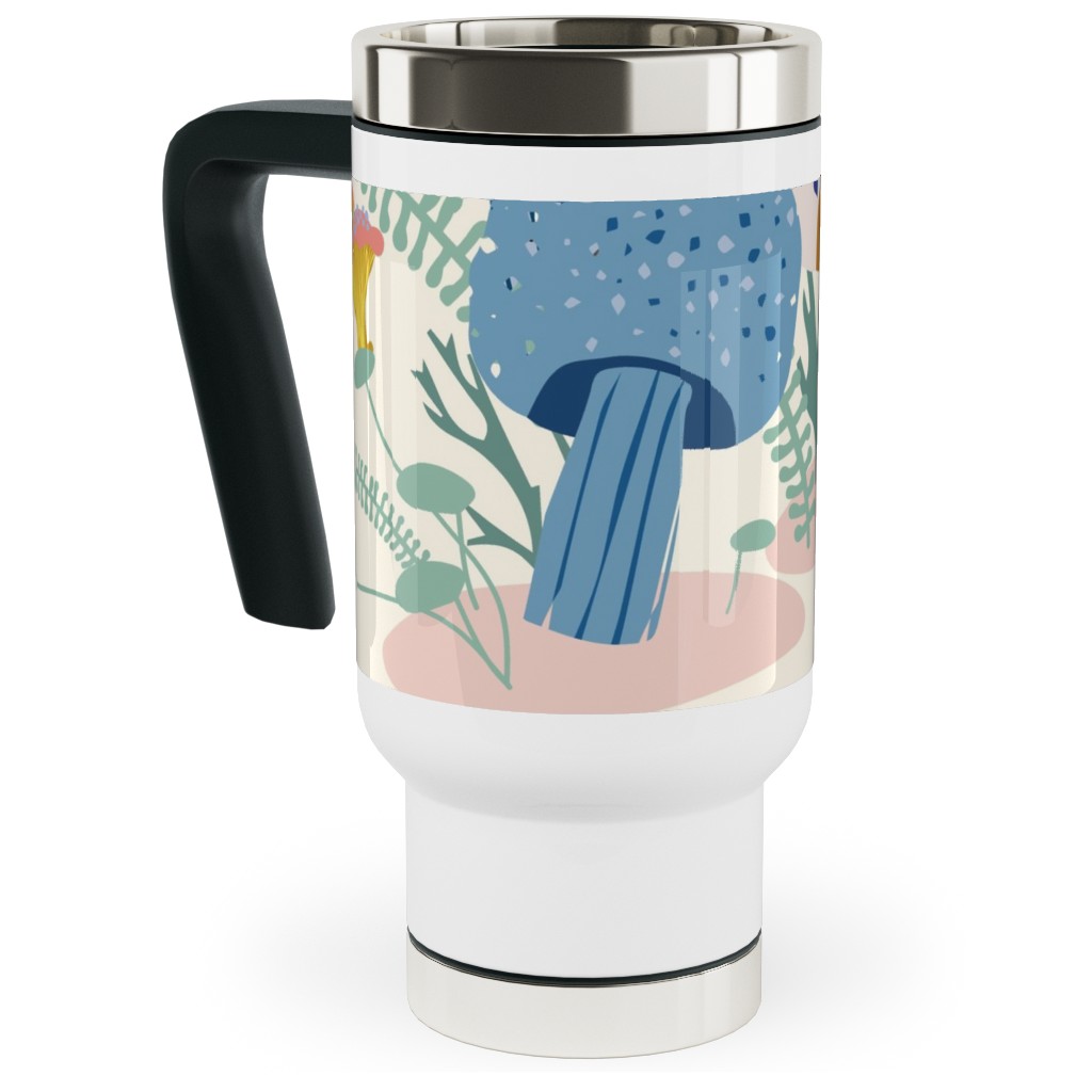 Whimsical Mushroom Village - Multi Travel Mug with Handle, 17oz, Multicolor