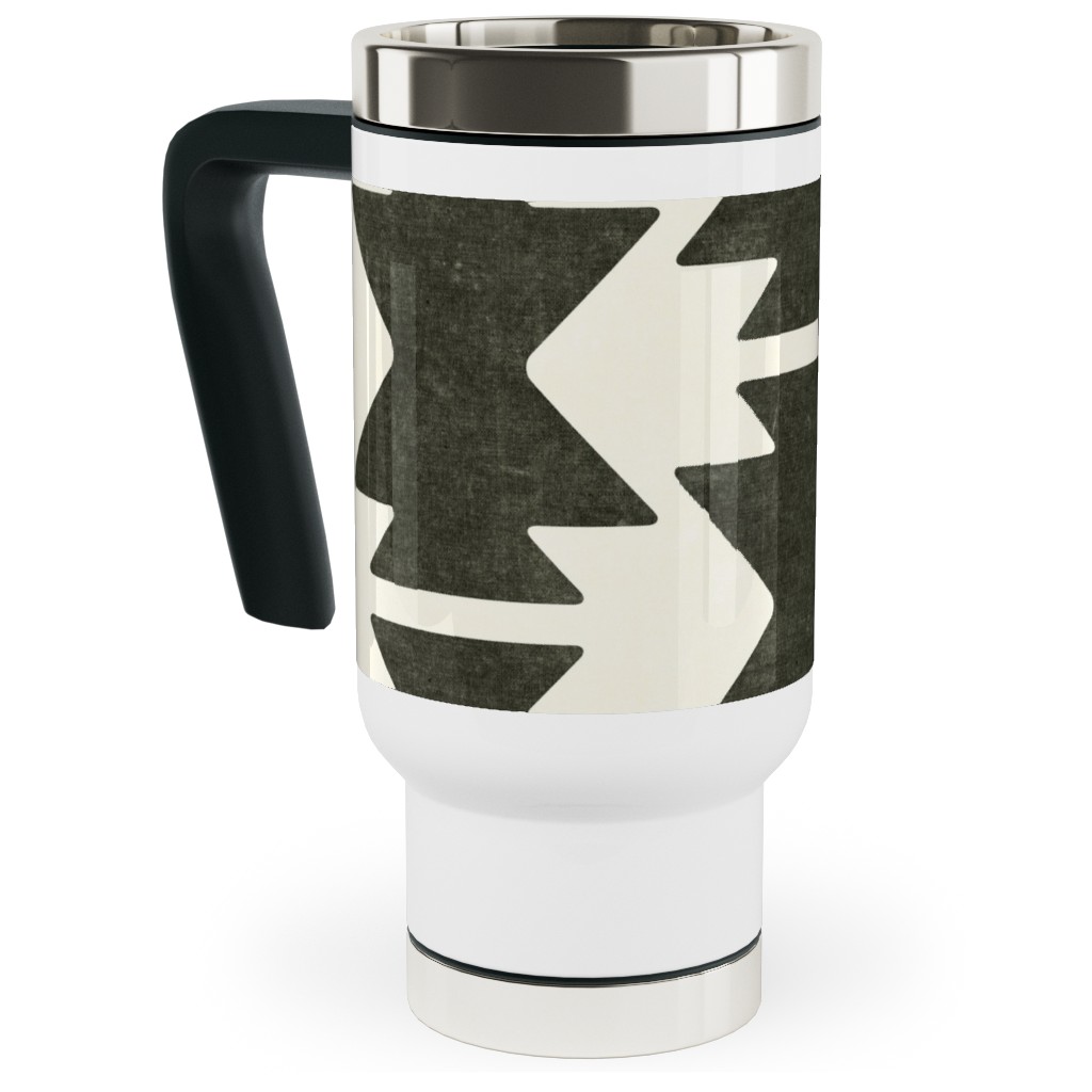 Bohemian Aztec Travel Mug with Handle, 17oz, Black