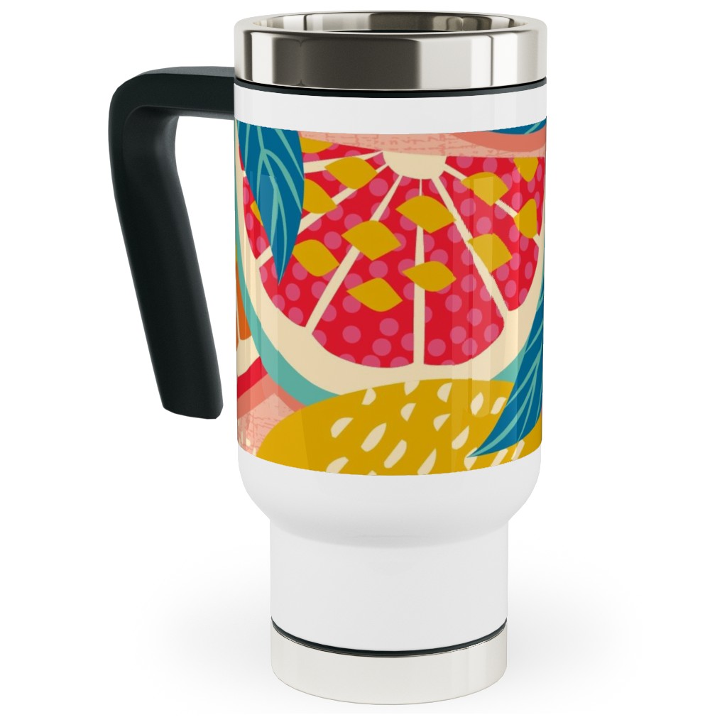 Squeeze the Day - Bold Travel Mug with Handle, 17oz, Orange, Orange