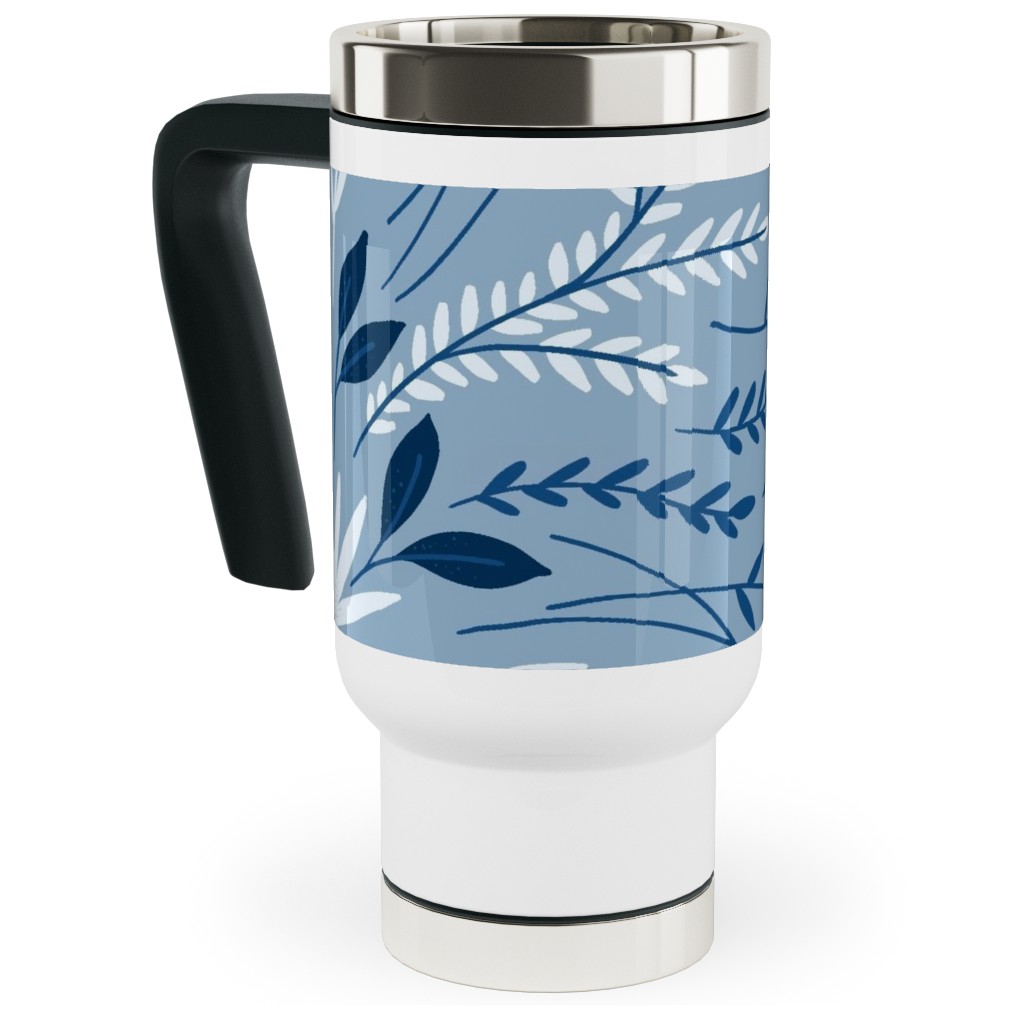 Dotty Floral - Blue Travel Mug with Handle, 17oz, Blue, True Blue