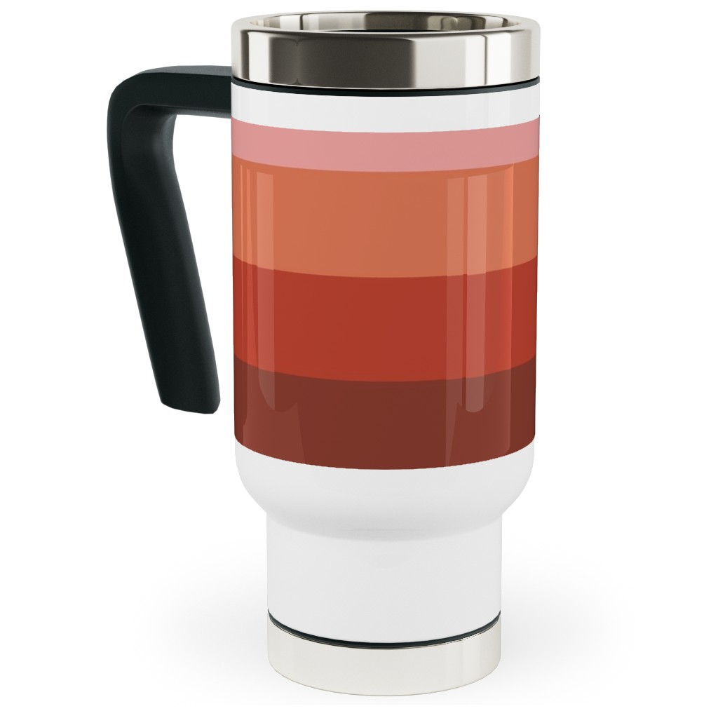Retro Lattice - Mauve Multi Travel Mug with Handle, 17oz, Red