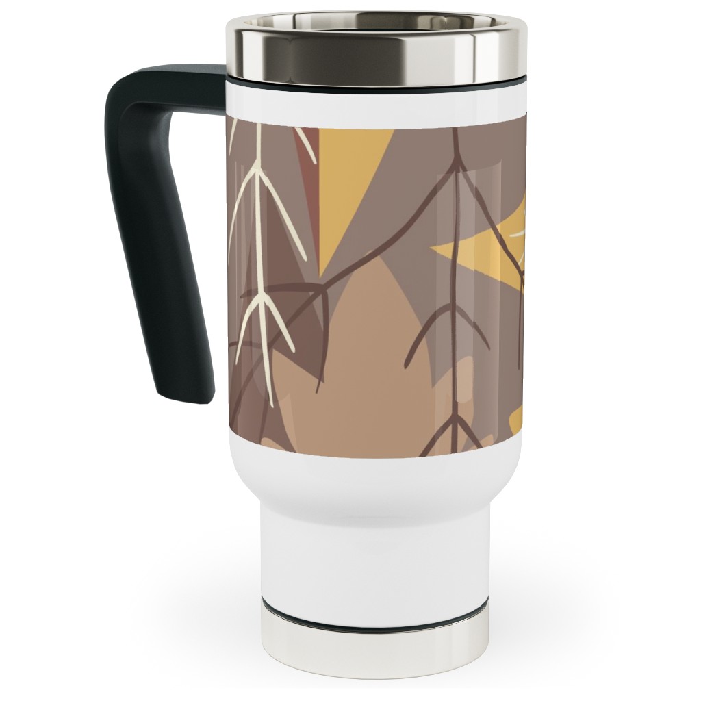Leaf Pile Travel Mug with Handle, 17oz, Brown