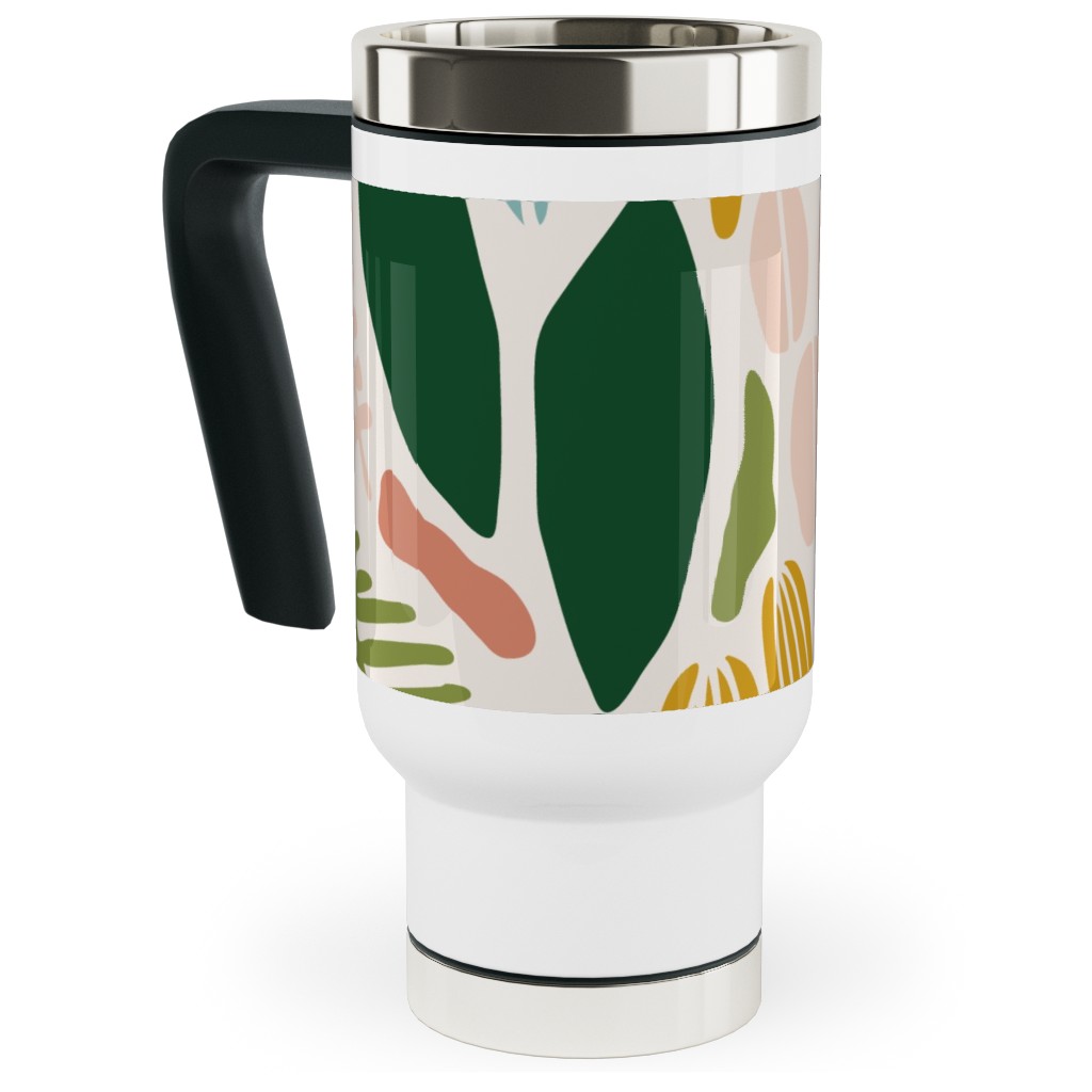 Tropical Adventure Woodcut - Multi Travel Mug with Handle, 17oz, Multicolor