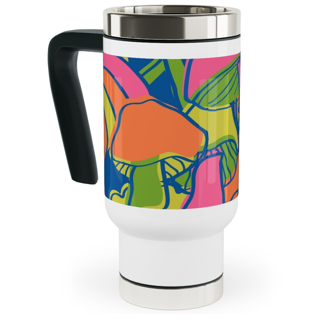 Psychedelic Daydream - Neon and Blue Travel Mug with Handle, 17oz, Multicolor