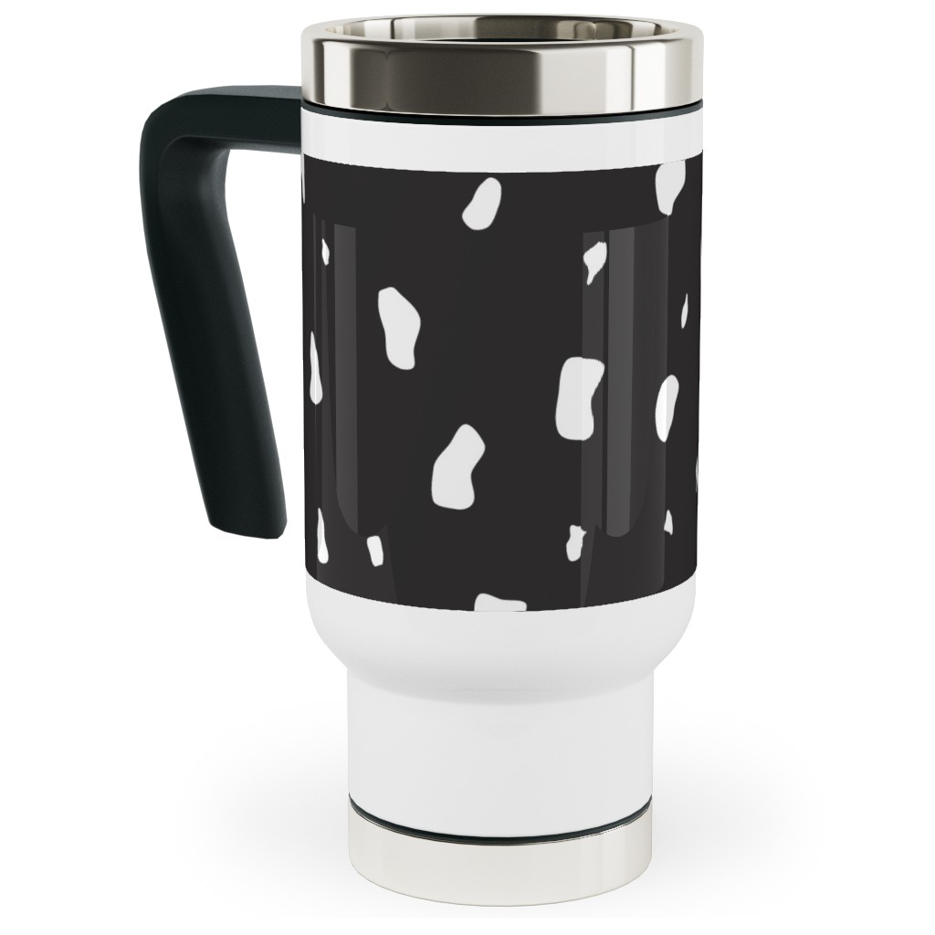Chipped - Black and White Travel Mug with Handle, 17oz, Black, Black