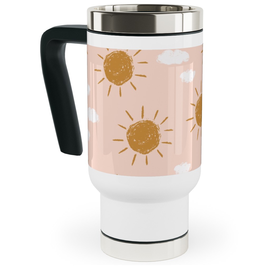 Little Golden Sun - Pink Travel Mug with Handle, 17oz, Pink